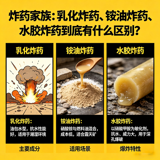 长顺炸药家族：乳化炸药、铵油炸药、水胶炸药到底有什么区别？